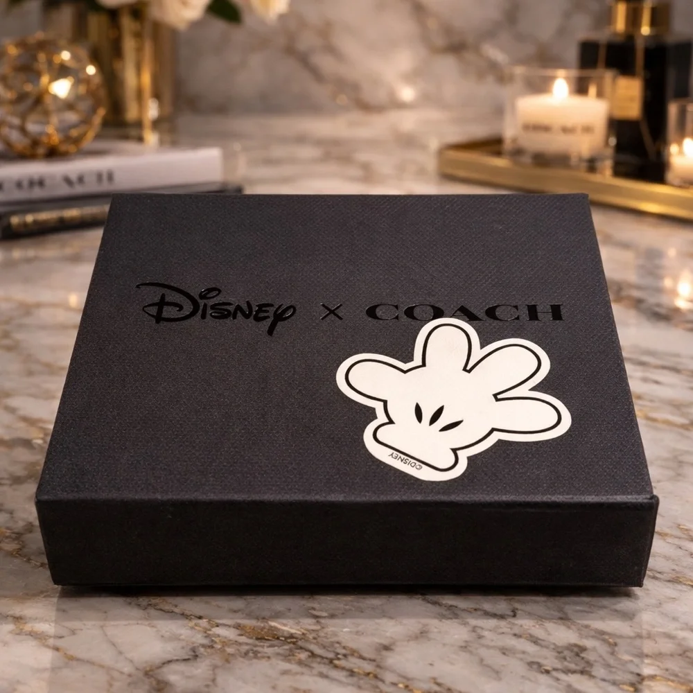 Disney x Coach Mickey Mouse Leather Luggage Tag NWT w/ Box Black Limited Edition
